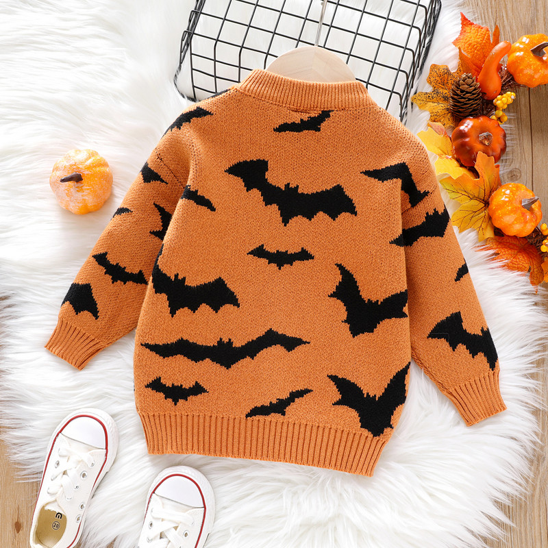 PatPati väikelapse poisi/tüdruku mänguline halloweeni graafiline oranž kootud kampsun