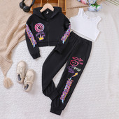 2-osalised rõivad tüdrukutele dressirõivaste komplektid, kirjaga kapuuts ja jooksjapüksid, dressirõivaste komplektid