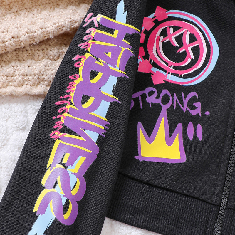 2-osalised rõivad tüdrukutele dressirõivaste komplektid, kirjaga kapuuts ja jooksjapüksid, dressirõivaste komplektid