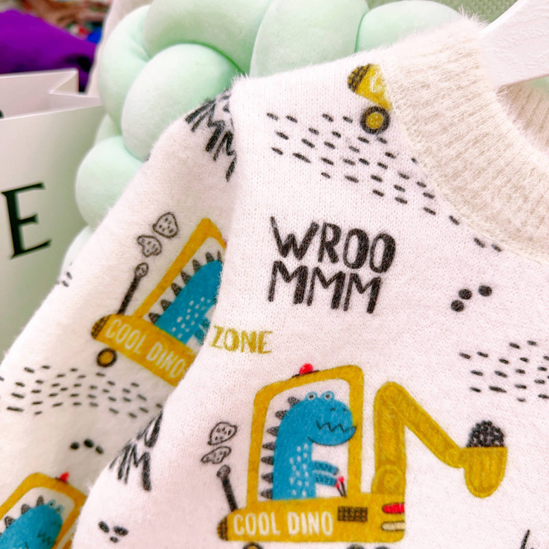 2-9T laste beebipoiste ja tüdrukute talverõivad, armas beebi kampsun, pullover, kootud top Animal Print Baby kootud mantel