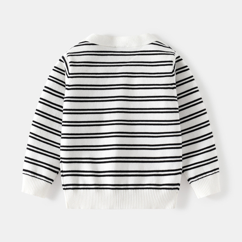 2023. aasta sügistalvine laste poiste kampsun puuvillane kootud triibuline kampsun, tikandid multifilm karu lahtise õmblusega laste poiste ülerõivad