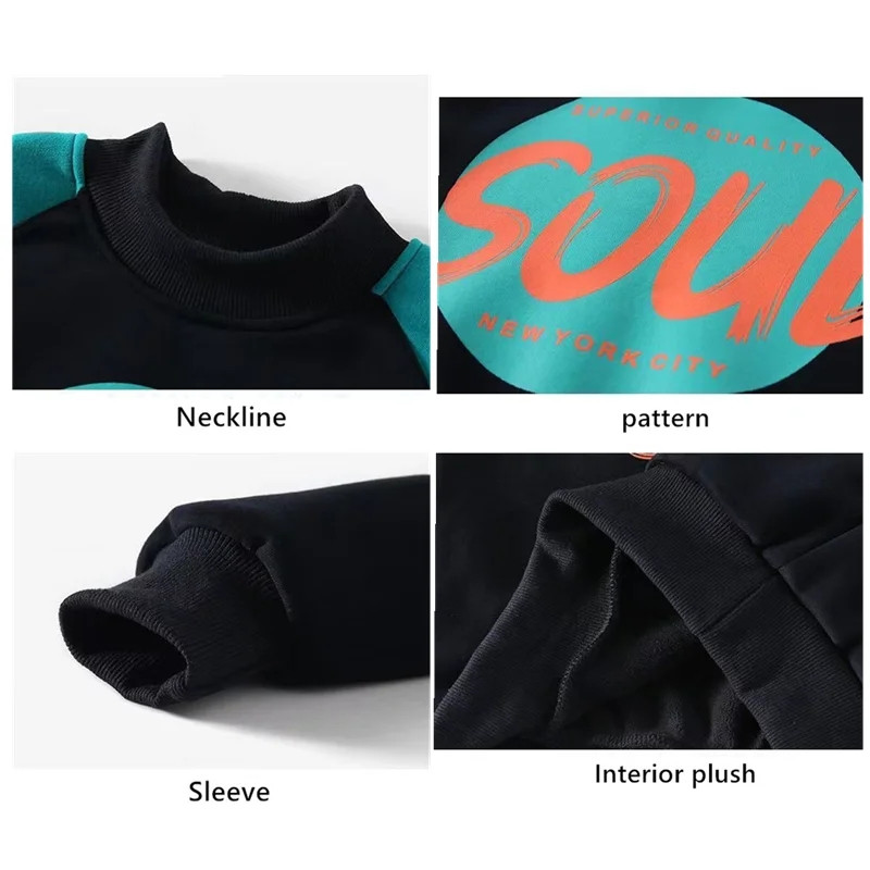 Poiste riided fliis soojad kapuutsid püksid komplektid lapsed sügistalv kirjatrükiga kampsunid püksid komplektid beebi dressid 2-10 a