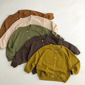 5336C Pulover Copii 2023 Primavara Toamna Bumbac Tricotat Cardigan Manta Pulover Copii Culoare Solidă 1-7 Ani Pulover Fetă