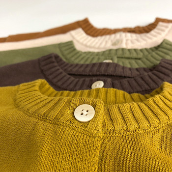 5336C Детски пуловер 2023 Пролет Есен Памучна плетена жилетка Палто Детски пуловер Едноцветен пуловер за момичета 1-7 години