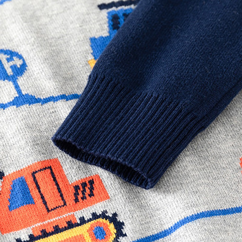 Multikas autotrükiga beebikampsun poistele, soe kootud pullover Imiku väikelapse kampsun Sügistalv Lasteriided Komplektid