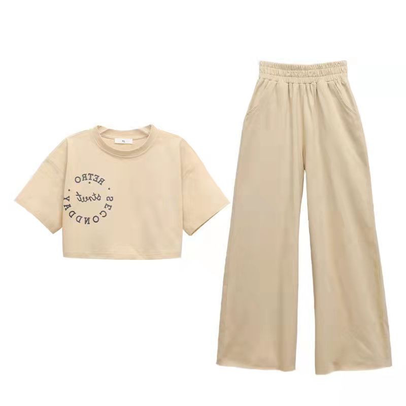 Set fete 2023 vara copil tricou cu maneca scurta + pantaloni cu picioare late Seturi 2 buc tinute casual copii adolescente imbracaminte fetita de la 5 la 14 ani