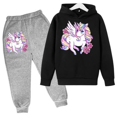 Unicorn Hoodie Animal Hoodie Game Hoodie komplekt Sügisene laste kapuuts + püksid 2-osaline komplekt teismelistele armsale tüdrukule 4-14 aastat vana