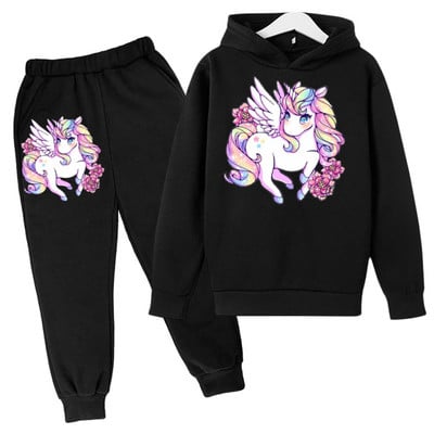 Unicorn Hoodie Animal Hoodie Game Hoodie komplekt Sügisene laste kapuuts + püksid 2-osaline komplekt teismelistele armsale tüdrukule 4-14 aastat vana