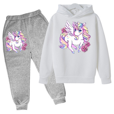 Unicorn Hoodie Animal Hoodie Game Hoodie komplekt Sügisene laste kapuuts + püksid 2-osaline komplekt teismelistele armsale tüdrukule 4-14 aastat vana
