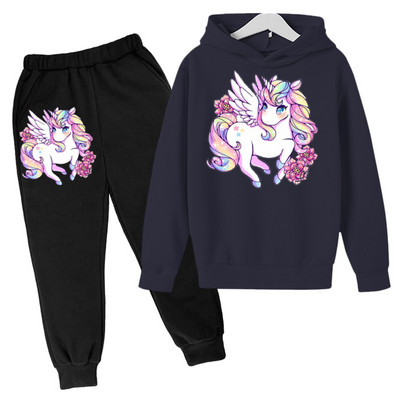 Unicorn Hoodie Animal Hoodie Game Hoodie komplekt Sügisene laste kapuuts + püksid 2-osaline komplekt teismelistele armsale tüdrukule 4-14 aastat vana