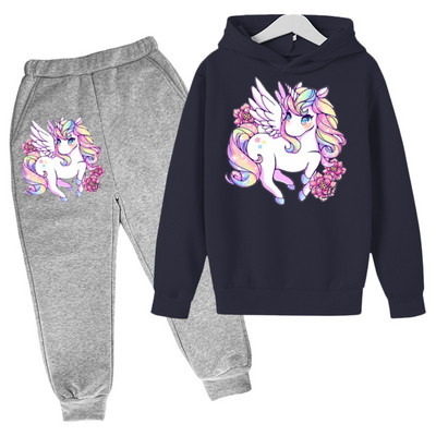 Unicorn Hoodie Animal Hoodie Game Hoodie komplekt Sügisene laste kapuuts + püksid 2-osaline komplekt teismelistele armsale tüdrukule 4-14 aastat vana