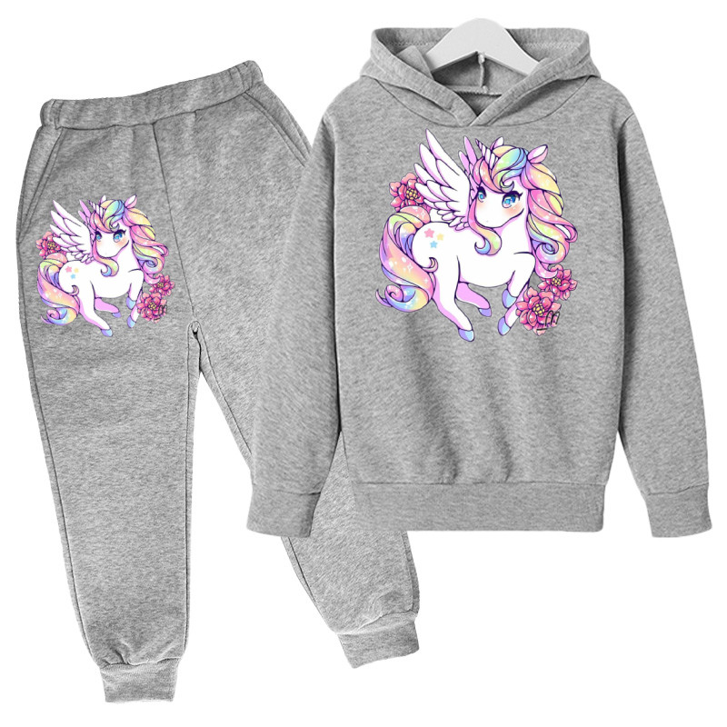 Unicorn Hoodie Animal Hoodie Game Hoodie komplekt Sügisene laste kapuuts + püksid 2-osaline komplekt teismelistele armsale tüdrukule 4-14 aastat vana