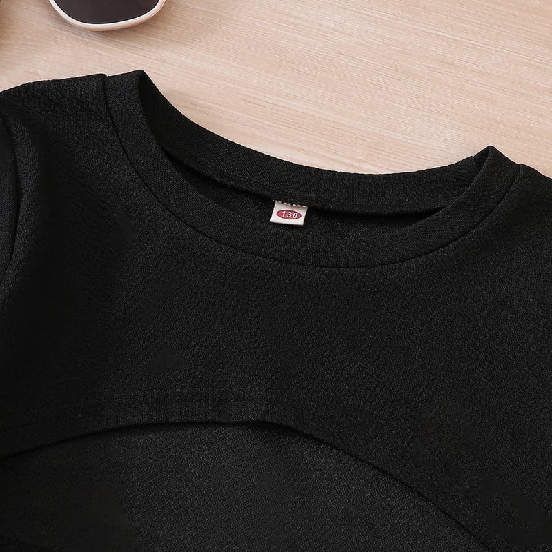 Laste vabaajarõivaste komplektid, komplektid tüdrukutele, 2023. aasta sügis, lastemood, pikkade varrukatega lühikesed topid Ruuduline Cami Bodycon kleit 5-14 a