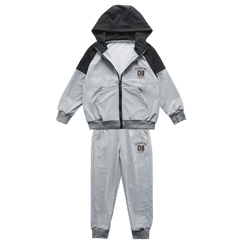 Kontrastni dječji set za trčanje Dječja majica s kapuljačom od flisa za vježbanje + elastične trenirke Kompleti dječje trenirke s patentnim zatvaračem 4-14 godina