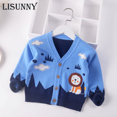 Pulover pentru bebelusi baieti cardigan haina 2023 toamna iarna pulovere copii pulovere haine tricotate pentru copii mici desene animate leu decolteu in V 2-7 ani
