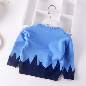Бебешки пуловер за момчета Жилетка Палто 2023 Есен Зимен джъмпер Детски пуловери Детски плетени дрехи Малки анимационни лъвчета V-образно деколте 2-7г