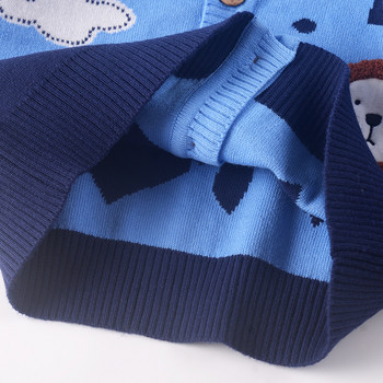 Бебешки пуловер за момчета Жилетка Палто 2023 Есен Зимен джъмпер Детски пуловери Детски плетени дрехи Малки анимационни лъвчета V-образно деколте 2-7г
