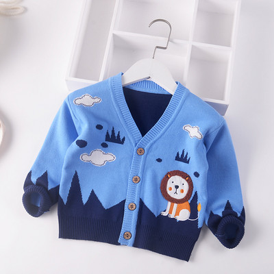 Pulover pentru bebelusi baieti cardigan haina 2023 toamna iarna pulovere copii pulovere haine tricotate pentru copii mici desene animate leu decolteu in V 2-7 ani