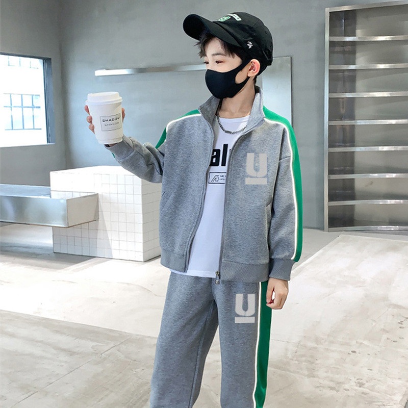 Kevad-sügis poiste kontrasti tähestikuga tõmblukuga dressipluus + dressipükste komplektid koolilapsed dressirõivad, sörkimiskostüümid 3–16 a.