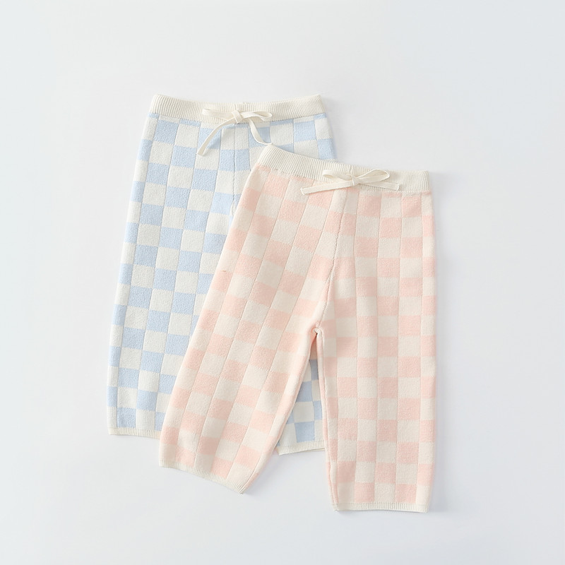 Divat baba lány fiú kötött ruha szett pulóver + nadrág 2 DB csecsemő kisgyermek tavaszi ősz téli kockás kötött öltöny babaruha 1-5Y