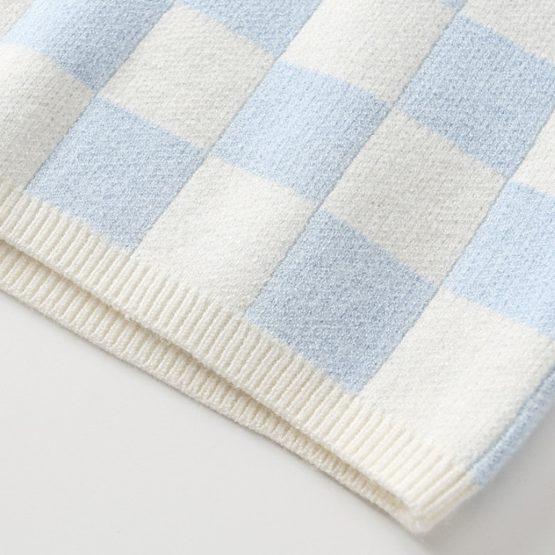 Divat baba lány fiú kötött ruha szett pulóver + nadrág 2 DB csecsemő kisgyermek tavaszi ősz téli kockás kötött öltöny babaruha 1-5Y