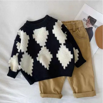 Laste sügis- ja talvekampsun poistele ja tüdrukutele Korea kootud topp plüüsi ja paksendatud beebi sügisriietega