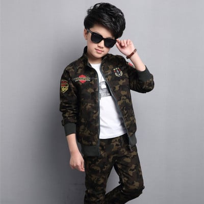 Poiste rõivakomplekt, laste spordidress Kevad- ja sügisene kamuflaaž, pikkade varrukatega + pükste ülikond sõjaväe vormiriietus poiste riided