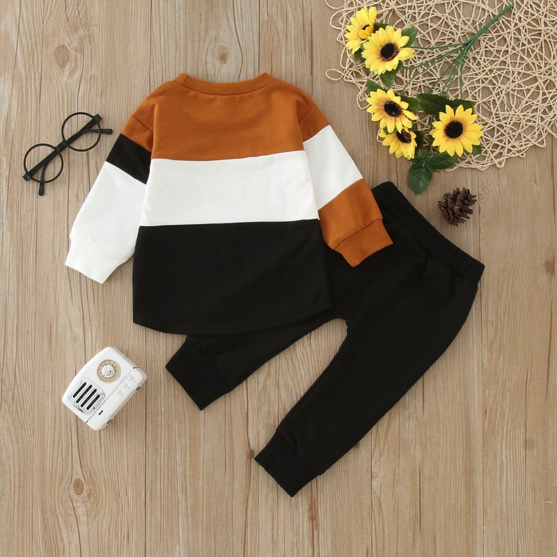 Väikelaste poiste pikkade varrukatega rõivakomplektid, värvilised plokktopsid Pullover + püksid komplektid 2 tk. Komplektid Dressikomplektid 1 2 3 4 aastat