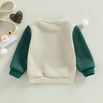 Суичър за бебета, бебета, бебета, момчета, момичета, пуловер с дълги ръкави и деколте, горна риза с контрастен цвят 6M-4T