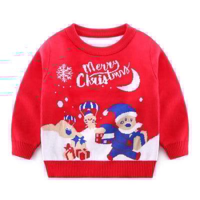 Jõulud kampsun Sügis Talv Lasteriided Tüdrukud Poisid Kudumid Jõuluvana Trükk Kootud Kampsun Laste Peokampsunid