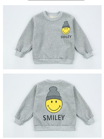 Детски есенен комплект дрехи Пуловер и панталон с щампа на момче с усмихнато лице 2 бр. Костюм Тениски с дълъг ръкав и анцуг с панталон