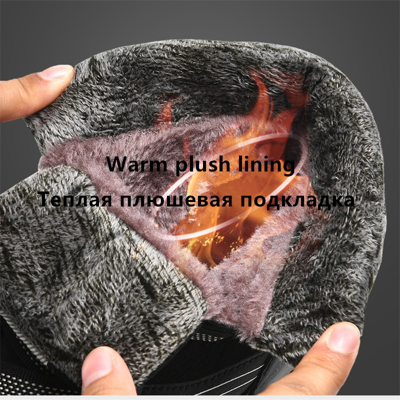 Cizme noi de zăpadă din pluș și căldură Cizme pentru bărbați cu vârf înalt Cizme de iarnă pentru drumeție de dimensiuni mari Cizme anti-alunecare pentru exterior Pantofi de iarnă pentru bărbați