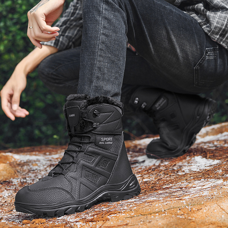 Uued soojad plush meeste lumesaapad Kõrge ülaosaga meeste saapad libisemiskindlad õuesaapad paksu põhjaga poolsaapad meeste talvejalatsid