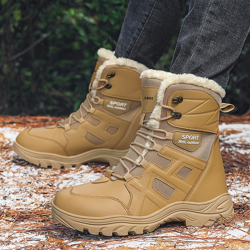 Uued soojad plush meeste lumesaapad Kõrge ülaosaga meeste saapad libisemiskindlad õuesaapad paksu põhjaga poolsaapad meeste talvejalatsid