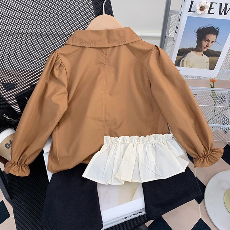 Tavaszi és őszi lány ruha szett Új aranyos kis nyúl Splice hosszú ujjú ing+ hasított nadrág baba gyerekeknek divatos lány szett