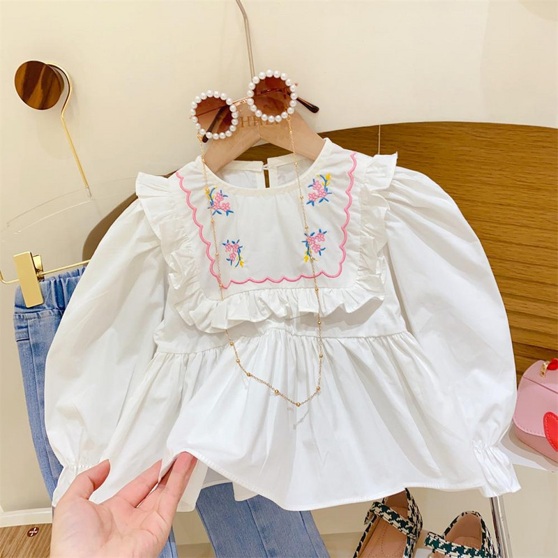 Lányos ruhakészletek 2023 tavaszi és őszi új lányok aranyos hímzett baba ing + hasított farmer 2 db lányok divatos gyerekruha