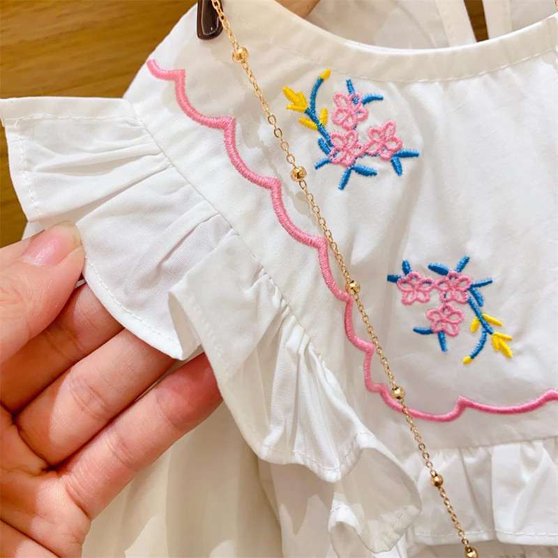 Lányos ruhakészletek 2023 tavaszi és őszi új lányok aranyos hímzett baba ing + hasított farmer 2 db lányok divatos gyerekruha