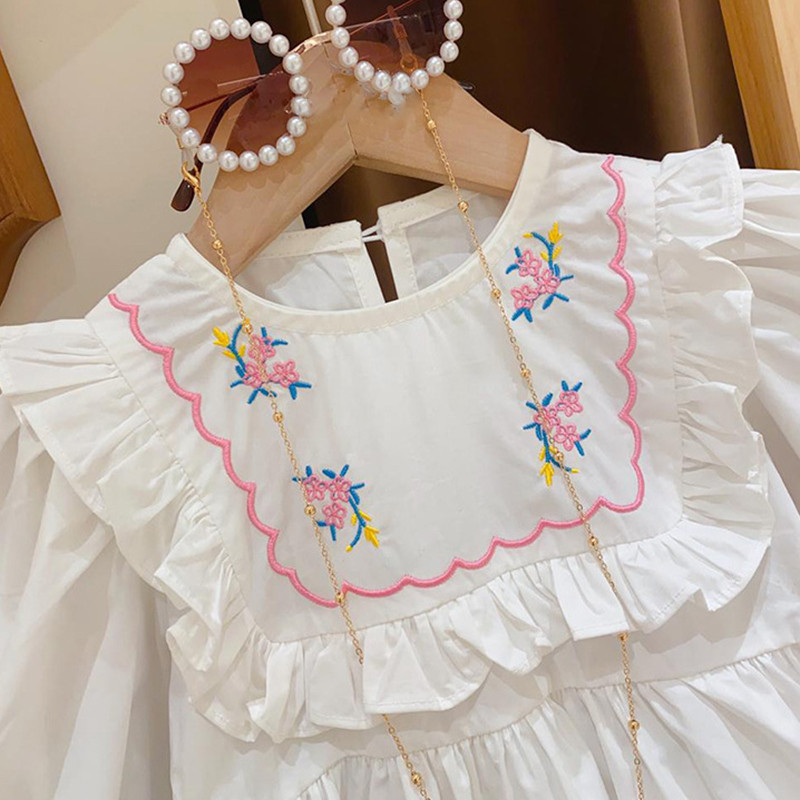 Lányos ruhakészletek 2023 tavaszi és őszi új lányok aranyos hímzett baba ing + hasított farmer 2 db lányok divatos gyerekruha