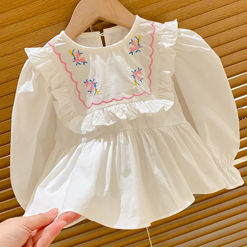 Lányos ruhakészletek 2023 tavaszi és őszi új lányok aranyos hímzett baba ing + hasított farmer 2 db lányok divatos gyerekruha