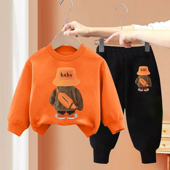 Φθινοπωρινά παιδικά ρούχα για αγόρι Casual Cartoon Bear 2 τεμάχια Σετ εφηβικό πουλόβερ πουλόβερ Κορυφαίο παντελόνι Αθλητικές φόρμες σαλονιού
