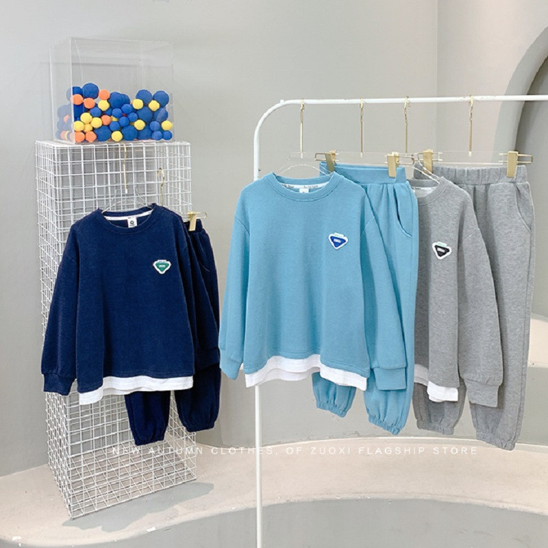 Sügisene pikkade varrukatega rõivakomplekt Lastele poisile Tüdrukutele Lapikujuline kampsun Top Pant 2-osaline Komplektid Laste Dressipüksid Dressipüksid Salongiriided