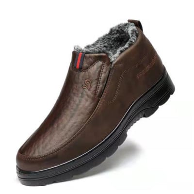 Мъжки ботуши Висококачествени боти до глезена Мъжки леки мъжки ежедневни обувки Зимни топли кожени работни обувки Мъжки външни Zapatos De Hombre