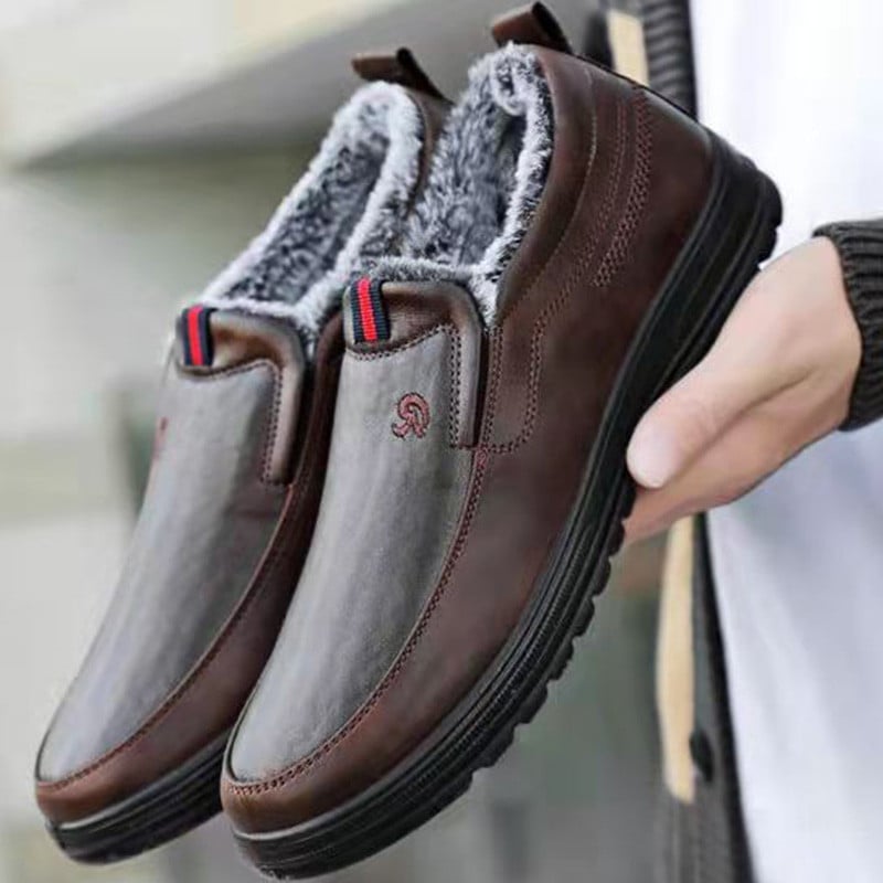 Мъжки ботуши Висококачествени боти до глезена Мъжки леки мъжки ежедневни обувки Зимни топли кожени работни обувки Мъжки външни Zapatos De Hombre
