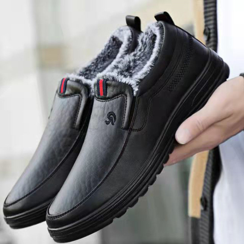 Мъжки ботуши Висококачествени боти до глезена Мъжки леки мъжки ежедневни обувки Зимни топли кожени работни обувки Мъжки външни Zapatos De Hombre