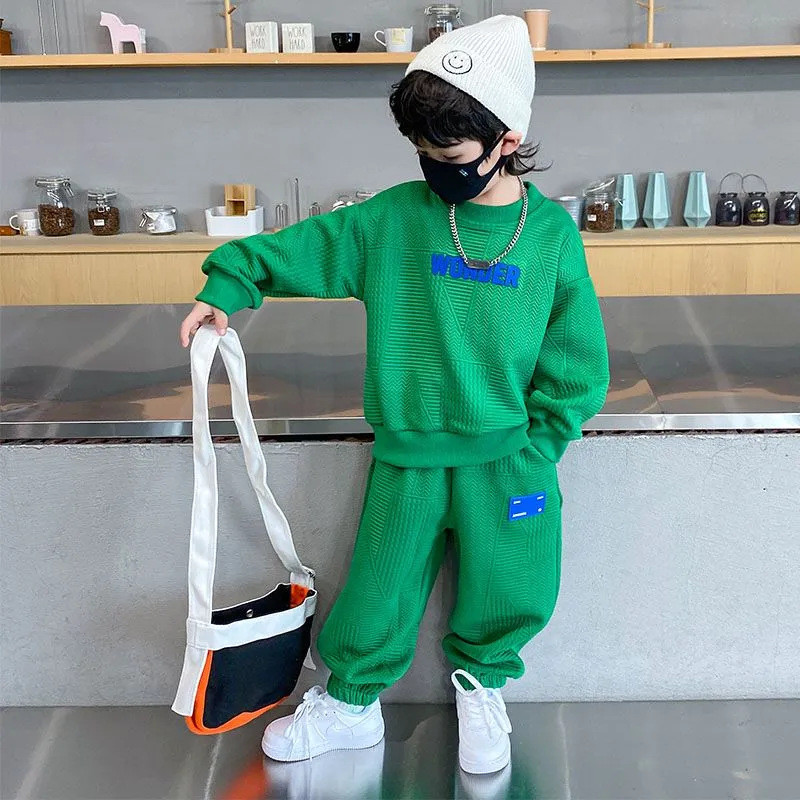Set haine bebelusi baieti fete toamna iarna litere pulover hanorac top si costum pantaloni copii 2 piese tinute trening copil