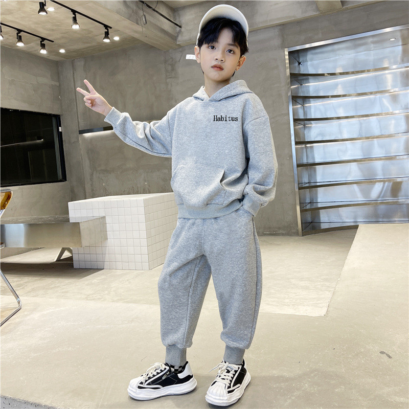 Őszi gyerekruhák fiú pamut kapucnis pulóver és nadrág szett tinédzser lány tavaszi kosárlabda pulóver tréningruha