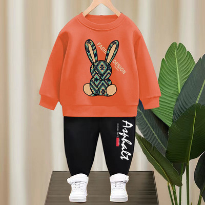 Haine pentru copii de primăvară, băiețel, fetiță, iepure din desene animate, pulover cu mânecă lungă, pulover, top și pantaloni cu litere, set de trening 2 buc.