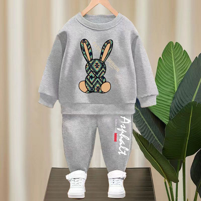 Haine pentru copii de primăvară, băiețel, fetiță, iepure din desene animate, pulover cu mânecă lungă, pulover, top și pantaloni cu litere, set de trening 2 buc.