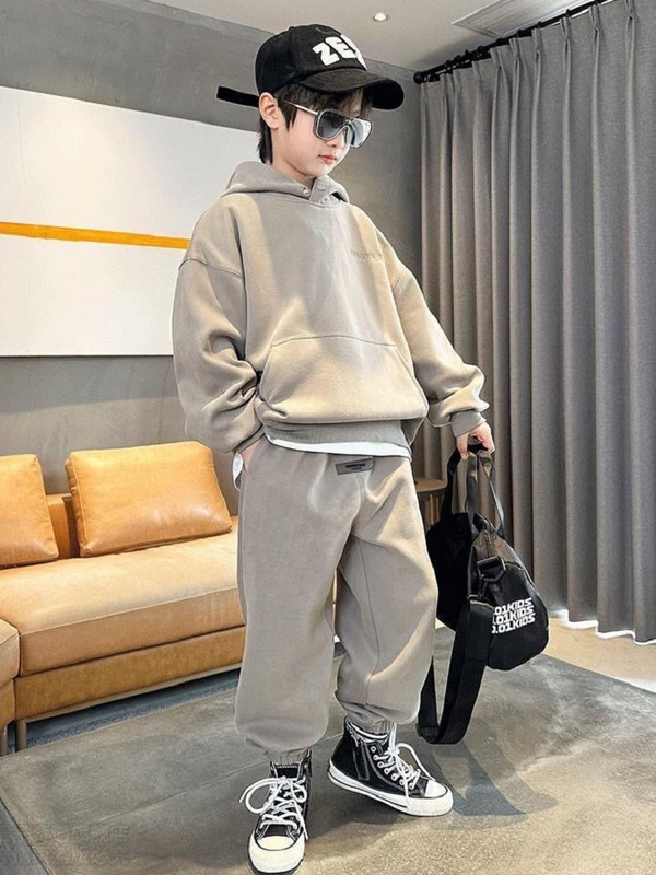 Set de haine de toamnă pentru copii pentru băieți, cu broderie cu litere, pulover cu glugă, top și pantaloni, costum 2 piese, fetiță, treninguri, haine de relaxare