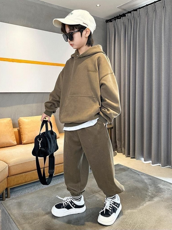 Set de haine de toamnă pentru copii pentru băieți, cu broderie cu litere, pulover cu glugă, top și pantaloni, costum 2 piese, fetiță, treninguri, haine de relaxare